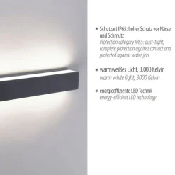 Paul Neuhaus LED Außenleuchte Wand Aluminium B:50 cm IP65 Up & Down< Feuchtraumleuchten|Badezimmer Lampe