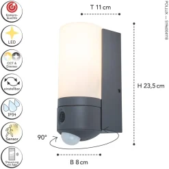 Metall Lampen|Led Außenleuchten*Eco-Light LED Außenleuchte Wand Bewegungssensor IP44 2700-6500 K