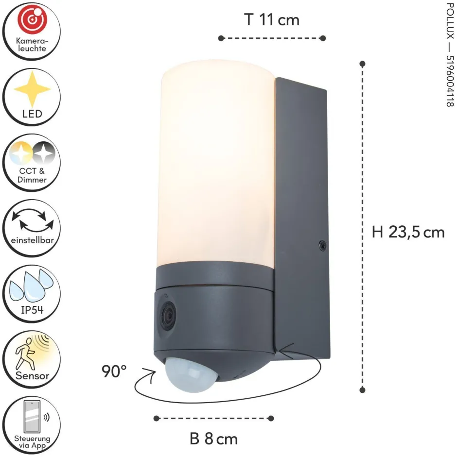 Metall Lampen|Led Außenleuchten*Eco-Light LED Außenleuchte Wand Bewegungssensor IP44 2700-6500 K