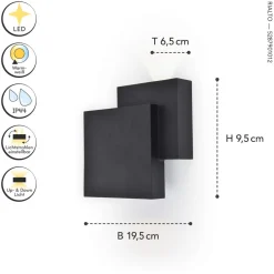Eco-Light LED Außenleuchte Wand Up Down IP44 B:19,5 cm Schwarz< Metall Lampen|Led Außenleuchten
