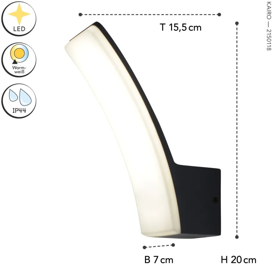 Eco-Light LED Außenwandlampe blendarm H:20,4 cm IP44 Anthrazit< Led Außenleuchten|Moderne Außenleuchten