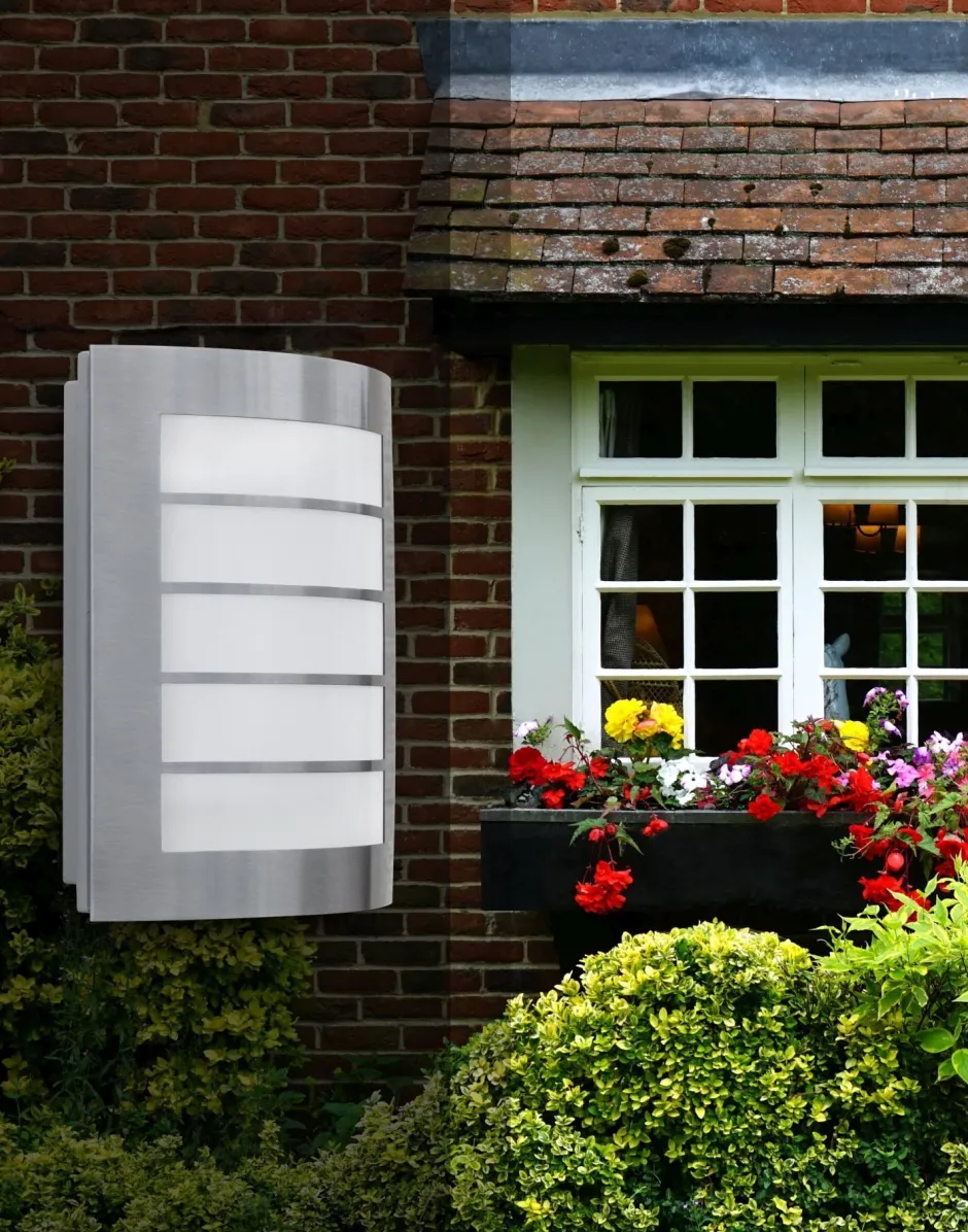 Eco-Light LED Außenwandlampe Edelstahl IP44 H:21,6 cm 850 lm 8 W< Metall Lampen|Led Außenleuchten