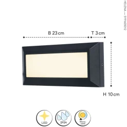 Metall Lampen|Led Außenleuchten*Eco-Light LED Außenwandlampe Schwarz B:32 cm 3000 K IP54 blendarm
