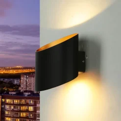 Außenwandleuchten|Moderne Lampen*Nowodvorski LED Außenwandlampe Up Down in Gold Schwarz IP54 5W