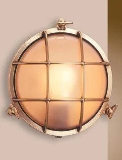 Metall Lampen|Messinglampen*Laura Suardi LED Außenwandleuchte Messing Maritim rund IP54