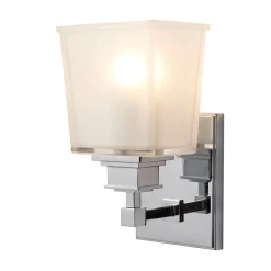 Designerlampen|Wandleuchten*Elstead LED Badezimmer Lampe IP44 Chrom Weiß Glas Schirm
