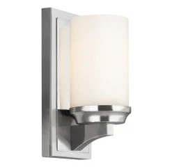 Elstead LED Badezimmerleuchte IP44 Glas Schirm Weiß Chrom< Wandleuchten|Badezimmer Lampe