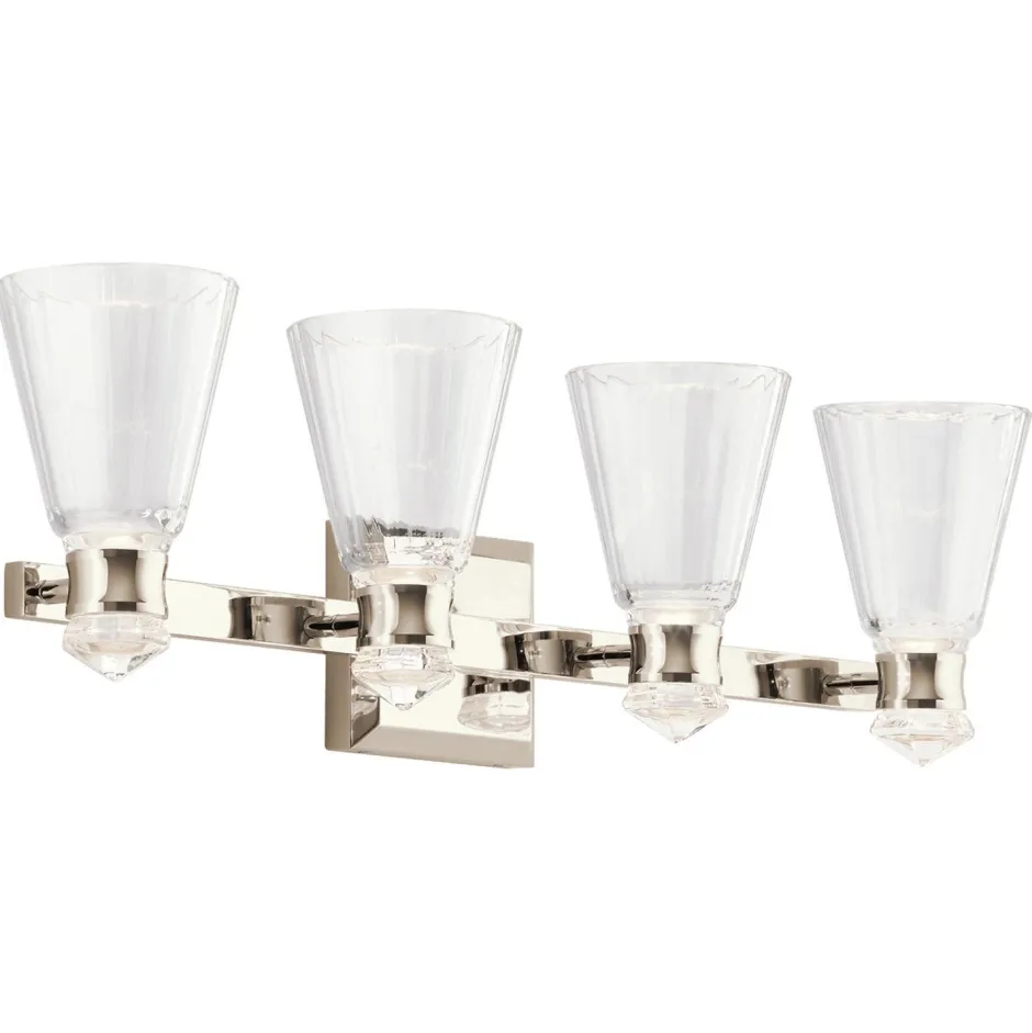 Led Lampen|Wandleuchten*Elstead LED Badezimmerleuchte Spiegel Metall Glas IP44 84,8 cm lang