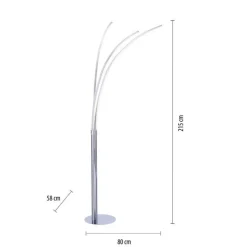 Just Light LED Bogenleuchte in Chrom Metall 6 W 733 lm 215 cm XXL< Wohnzimmerlampen|Metall Lampen