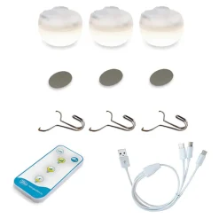 Leuchtmittel|Dekolampen Außen*Newgarden LED Campingleuchte 3er Set Akku Haken Magnet dimmbar IP54 CHERRY