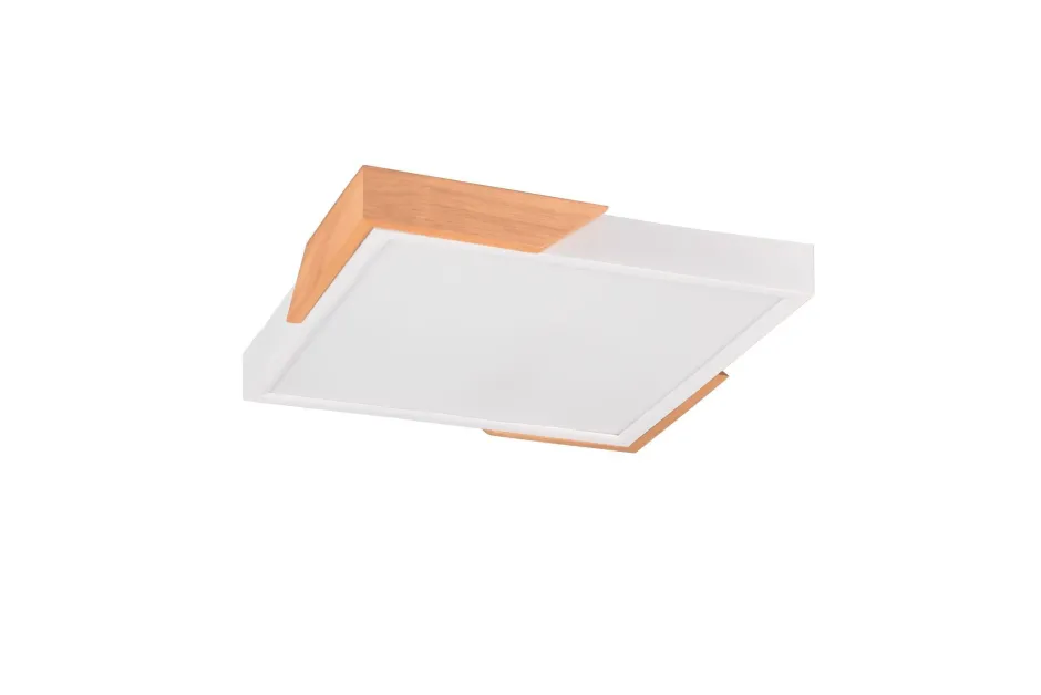 Flurlampen|Bürolampen*Trio Reality LED Deckenlampe Holz 3000 K B:31,5 cm Weiß Natur eckig