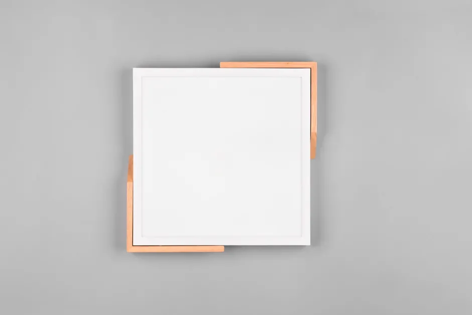 Flurlampen|Bürolampen*Trio Reality LED Deckenlampe Holz 3000 K B:31,5 cm Weiß Natur eckig