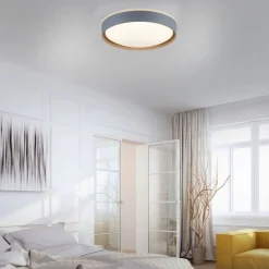 Deckenleuchten|Flurlampen*Paul Neuhaus LED Deckenlampe Holz Metall Grau Ø51 cm 3720 lm dimmbar