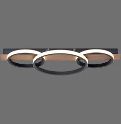 Deckenleuchten|Flurlampen*Just Light LED Deckenlampe Holz Metall Natur Schwarz 68 cm 3000 K