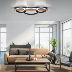 Deckenleuchten|Flurlampen*Just Light LED Deckenlampe Holz Metall Natur Schwarz 68 cm 3000 K