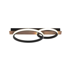 Just Light LED Deckenlampe Holz Metall Natur Schwarz 53 cm 3200 lm< Deckenleuchten|Flurlampen