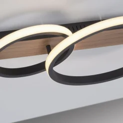 Just Light LED Deckenlampe Holz Metall Natur Schwarz 53 cm 3200 lm< Deckenleuchten|Flurlampen