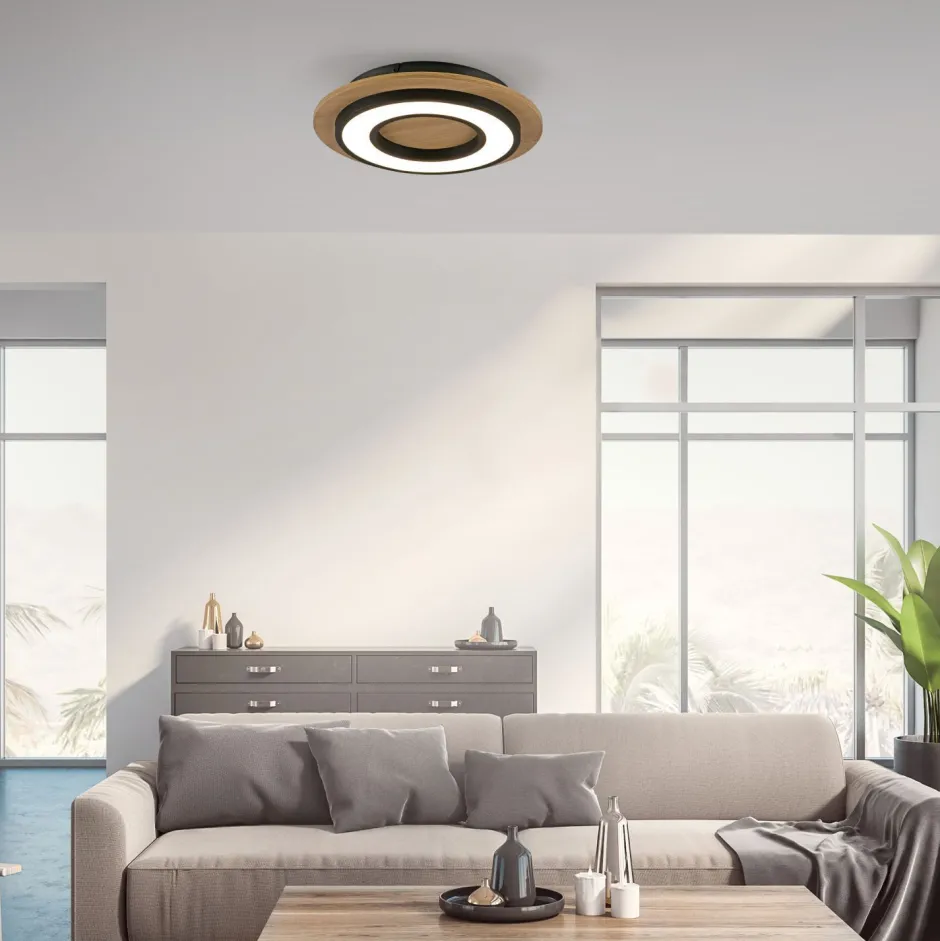 Deckenleuchten|Flurlampen*Just Light LED Deckenlampe Holz Metall 3000 K wohnlich blendarm