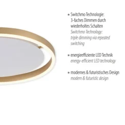 Just Light LED Deckenlampe Metall Ø39,3 cm 20 W dimmbar in Messing< Deckenleuchten|Flurlampen