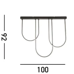 Bürolampen|Wohnzimmerlampen*Searchlight LED Deckenlampe Metall Bögen Modern 110 cm 35 W Schwarz