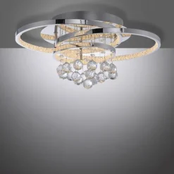 Paul Neuhaus LED Deckenlampe mit Kristallanhänger in Chrom warmweiß< Deckenleuchten|Flurlampen