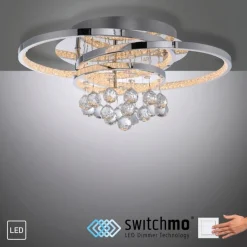 Paul Neuhaus LED Deckenlampe mit Kristallanhänger in Chrom warmweiß< Deckenleuchten|Flurlampen