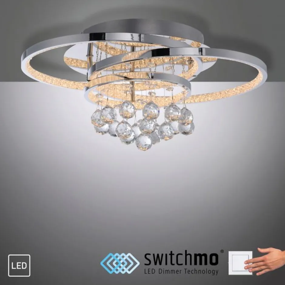 Paul Neuhaus LED Deckenlampe mit Kristallanhänger in Chrom warmweiß< Deckenleuchten|Flurlampen