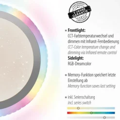 Just Light LED Deckenlampe Rainbow RGB Dimmer Ø45 cm Fernbedienung< Deckenleuchten|Flurlampen