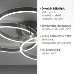 Paul Neuhaus LED Deckenlampe Ringe Fernbedienung L:75 cm dimmbar< Wohnzimmerlampen|Metall Lampen