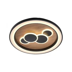 Paul Neuhaus LED Deckenlampe rund Holz Schwarz Serienschalter 3000 K< Deckenleuchten|Flurlampen