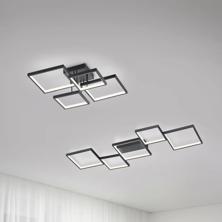 Flurlampen|Bürolampen*Trio Reality LED Deckenlampe Schwarz Metall B:52,5 cm 24 W dimmbar
