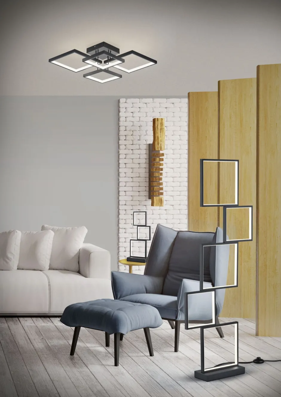 Flurlampen|Bürolampen*Trio Reality LED Deckenlampe Schwarz Metall B:52,5 cm 24 W dimmbar