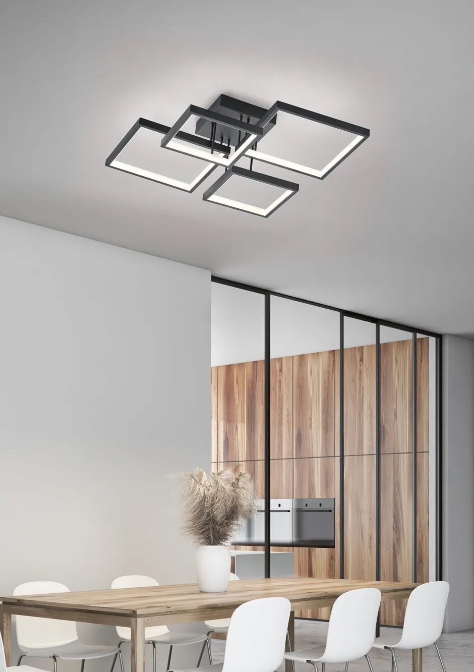 Flurlampen|Bürolampen*Trio Reality LED Deckenlampe Schwarz Metall B:52,5 cm 24 W dimmbar