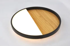 Wohnzimmerlampen|Metall Lampen*Eco-Light LED Deckenlampe Schwarz Natur Ø40 cm 2350 lm dimmbar