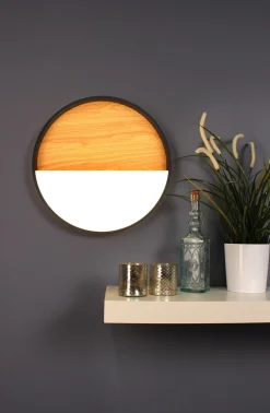 Wohnzimmerlampen|Metall Lampen*Eco-Light LED Deckenlampe Schwarz Natur Ø40 cm 2350 lm dimmbar