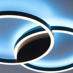 Paul Neuhaus LED Deckenlampe Schwarz Ringe L:74 cm 4900 lm dimmbar< Deckenleuchten|Flurlampen