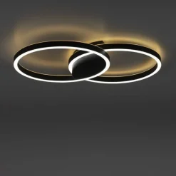 Paul Neuhaus LED Deckenlampe Schwarz Ringe L:74 cm 4900 lm dimmbar< Deckenleuchten|Flurlampen