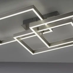 Wohnzimmerlampen|Metall Lampen*Paul Neuhaus LED Deckenlampe Silber Fernbedienung 82 cm 45 W dimmbar