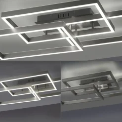 Wohnzimmerlampen|Metall Lampen*Paul Neuhaus LED Deckenlampe Silber Fernbedienung 82 cm 45 W dimmbar