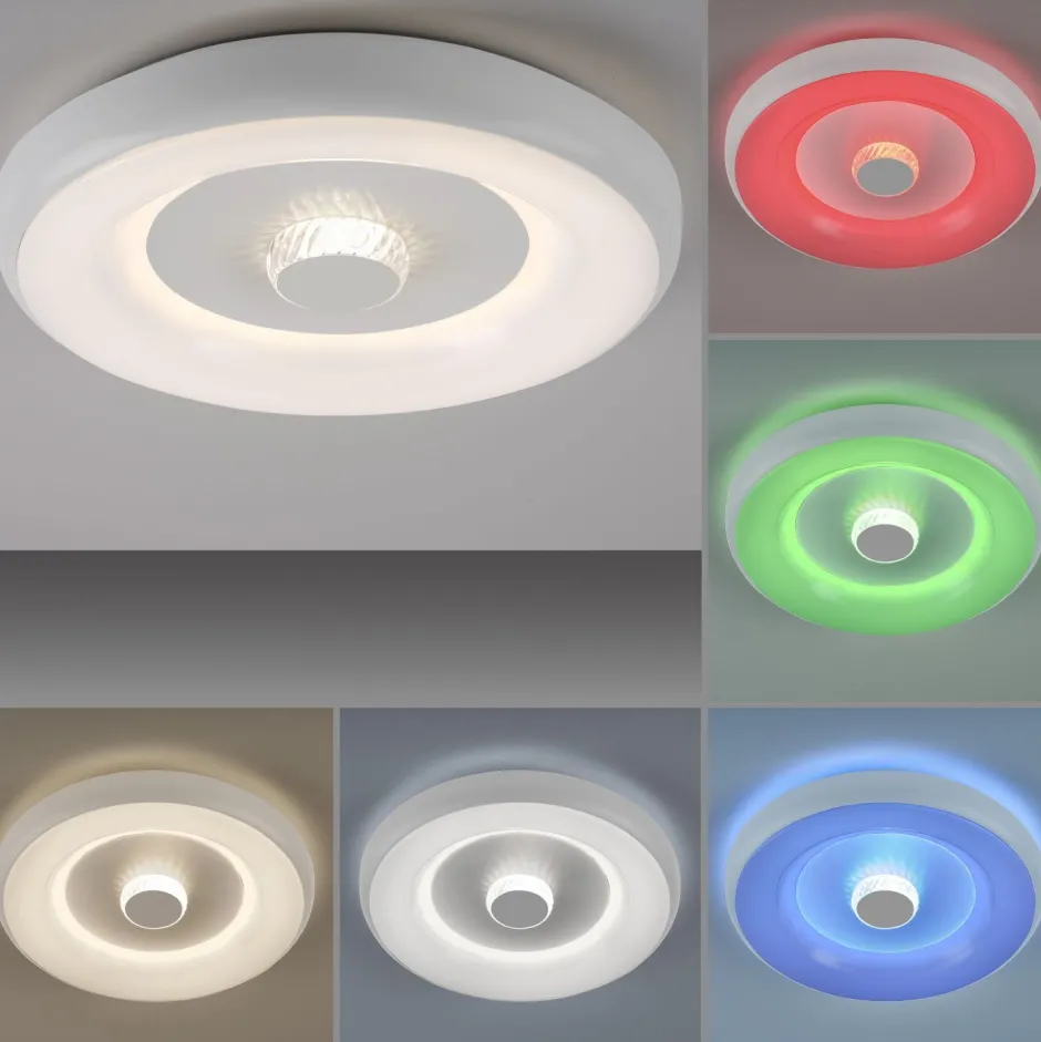 Deckenleuchten|Bürolampen*Just Light LED Deckenlampe Weiß RGB Beleuchtung mit Ø39 cm 2200 lm