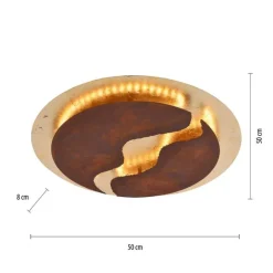 Deckenleuchten|Flurlampen*Paul Neuhaus LED Deckenleuchte dimmbar Rostbraun Gold Ø50 cm 3000 K