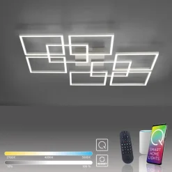 Paul Neuhaus LED Deckenleuchte Farbtemperaturwechsel 58 W in Stahl< Deckenleuchten|Flurlampen