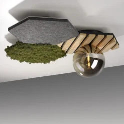 Just Light LED Deckenleuchte Filz Eiche Moos Rauchglas G9 blendarm< Deckenleuchten|Flurlampen