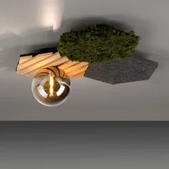 Just Light LED Deckenleuchte Filz Eiche Moos Rauchglas G9 blendarm< Deckenleuchten|Flurlampen