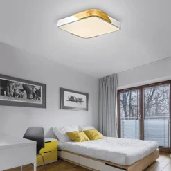 Just Light LED Deckenleuchte Holz L:32 cm Weiß Natur 3000 K< Deckenleuchten|Flurlampen