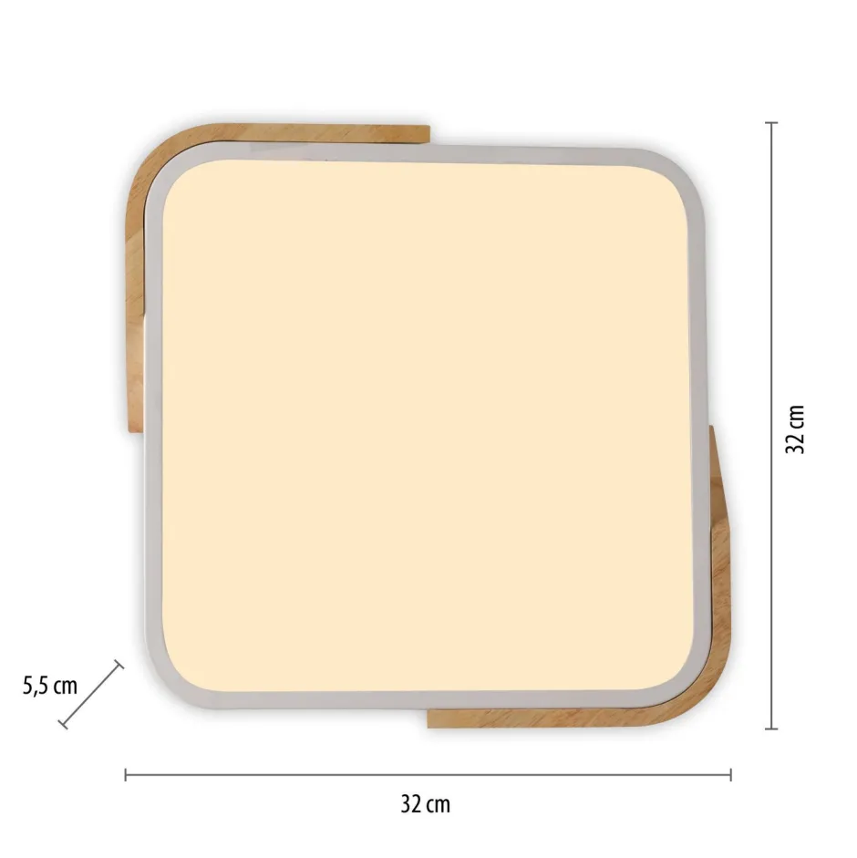 Just Light LED Deckenleuchte Holz L:32 cm Weiß Natur 3000 K< Deckenleuchten|Flurlampen