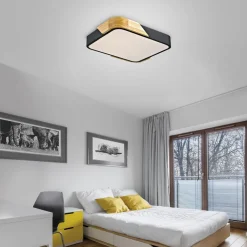 Deckenleuchten|Led Lampen*Just Light LED Deckenleuchte Holz L:32 cm Schwarz Natur 3000 K