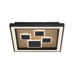 Paul Neuhaus LED Deckenleuchte Holz Schwarz Serienschalter L:48 cm< Deckenleuchten|Flurlampen