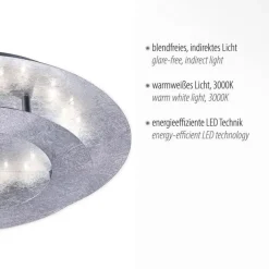 Deckenleuchten|Flurlampen*Paul Neuhaus LED Deckenleuchte in Blattsilber Metall 18 W Ø40 cm