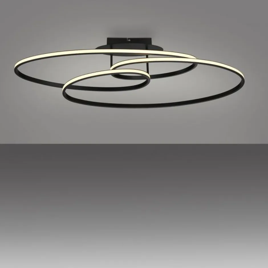 Just Light LED Deckenleuchte Metall Schwarz 3000 K Ringe dekorativ< Deckenleuchten|Flurlampen